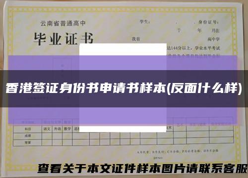 香港签证身份书申请书样本(反面什么样)缩略图