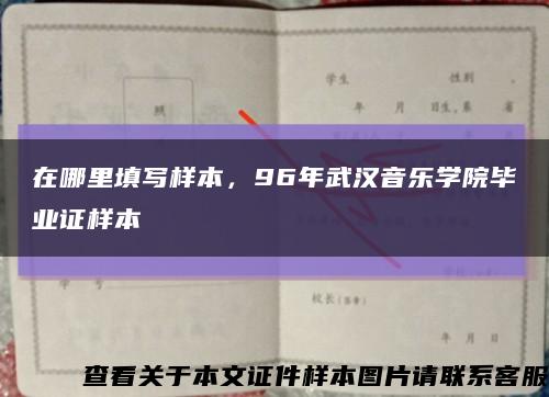 在哪里填写样本，96年武汉音乐学院毕业证样本缩略图