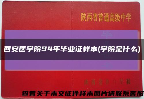 西安医学院94年毕业证样本(学院是什么)缩略图