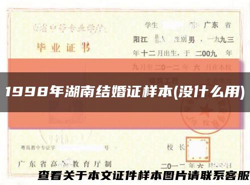 1998年湖南结婚证样本(没什么用)缩略图