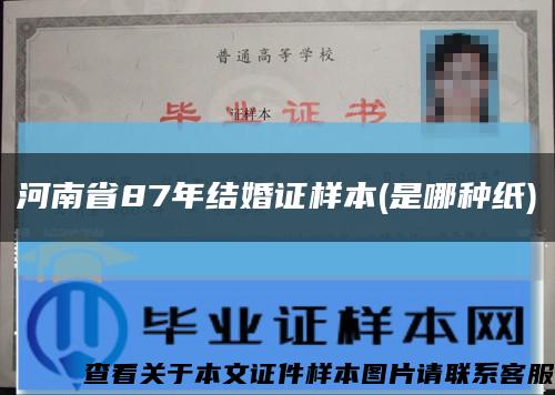 河南省87年结婚证样本(是哪种纸)缩略图