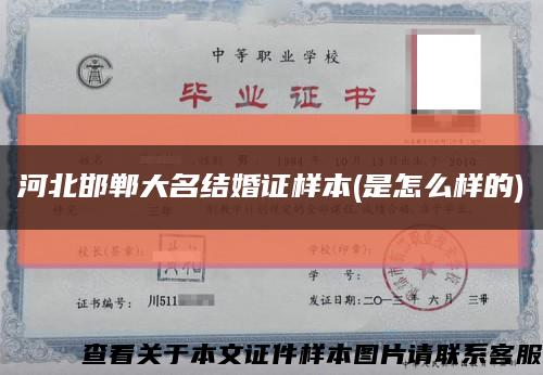 河北邯郸大名结婚证样本(是怎么样的)缩略图