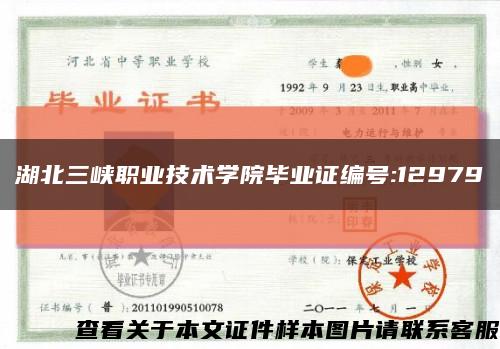湖北三峡职业技术学院毕业证编号:12979缩略图