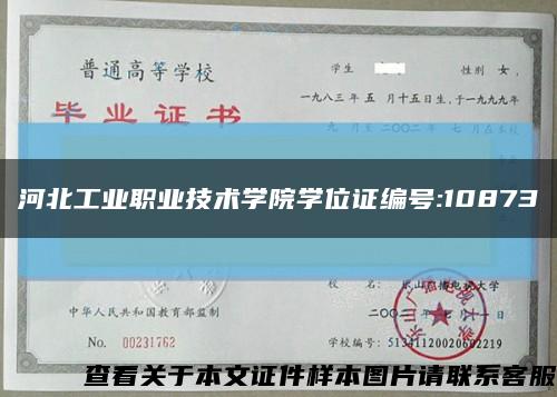 河北工业职业技术学院学位证编号:10873缩略图