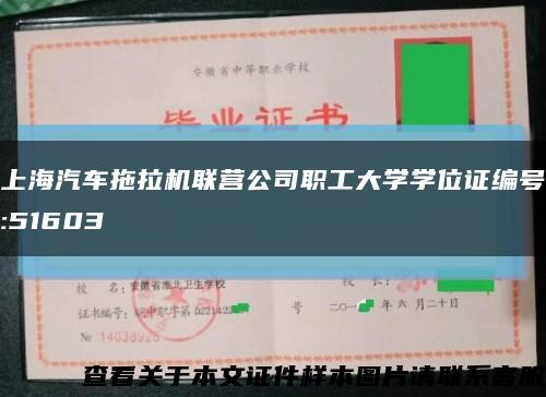 上海汽车拖拉机联营公司职工大学学位证编号:51603缩略图