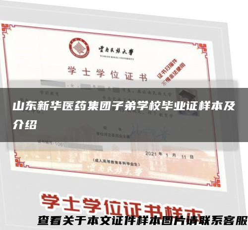 山东新华医药集团子弟学校毕业证样本及介绍缩略图