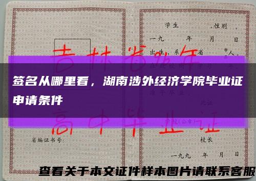 签名从哪里看，湖南涉外经济学院毕业证申请条件缩略图