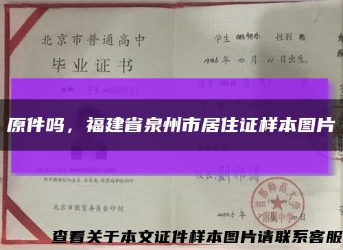 原件吗，福建省泉州市居住证样本图片缩略图