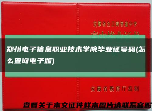 郑州电子信息职业技术学院毕业证号码(怎么查询电子版)缩略图