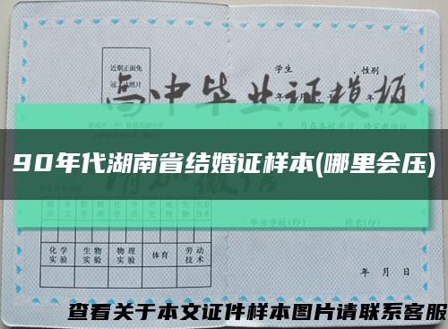 90年代湖南省结婚证样本(哪里会压)缩略图