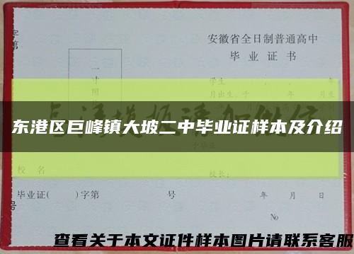 东港区巨峰镇大坡二中毕业证样本及介绍缩略图