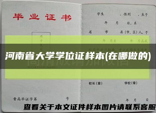 河南省大学学位证样本(在哪做的)缩略图