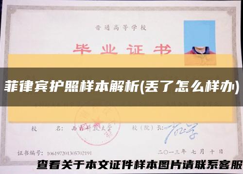 菲律宾护照样本解析(丢了怎么样办)缩略图