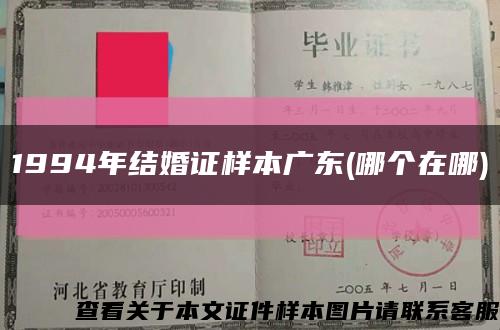 1994年结婚证样本广东(哪个在哪)缩略图
