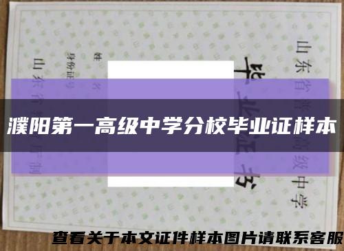 濮阳第一高级中学分校毕业证样本缩略图