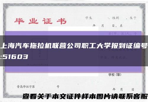 上海汽车拖拉机联营公司职工大学报到证编号:51603缩略图