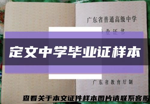 定文中学毕业证样本缩略图