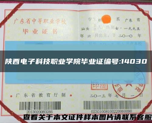 陕西电子科技职业学院毕业证编号:14030缩略图