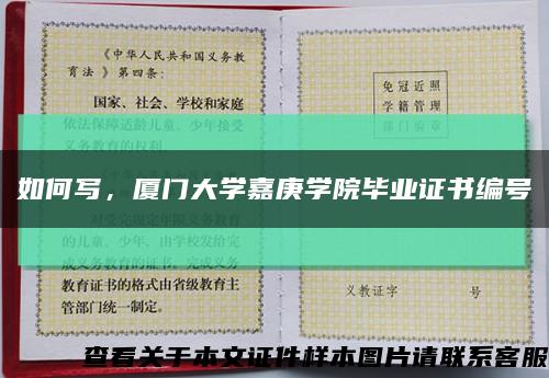 如何写，厦门大学嘉庚学院毕业证书编号缩略图