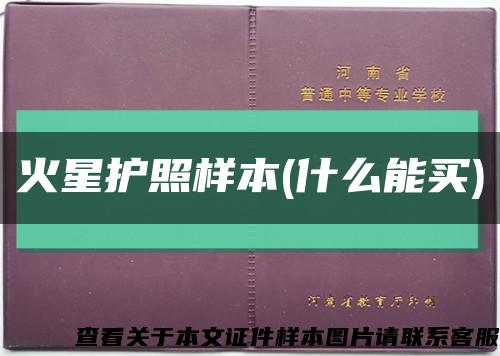 火星护照样本(什么能买)缩略图