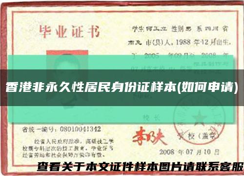 香港非永久性居民身份证样本(如何申请)缩略图