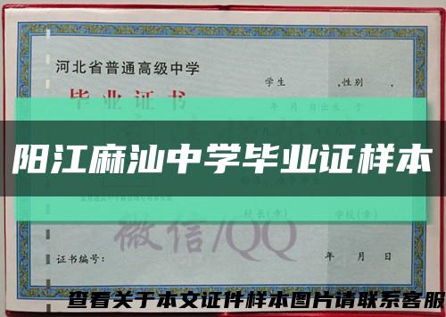 阳江麻汕中学毕业证样本缩略图