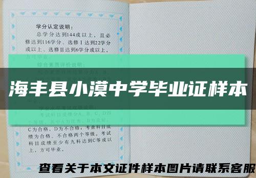 海丰县小漠中学毕业证样本缩略图