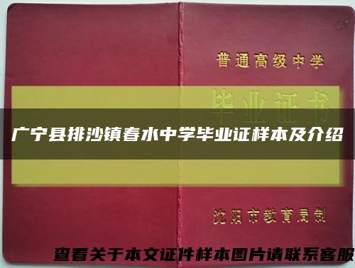 广宁县排沙镇春水中学毕业证样本及介绍缩略图