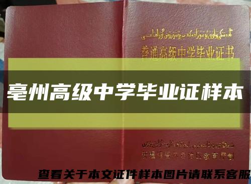 亳州高级中学毕业证样本缩略图