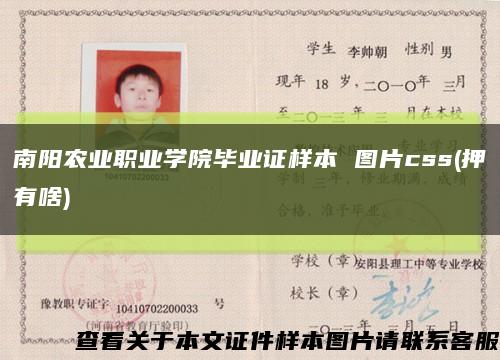 南阳农业职业学院毕业证样本 图片css(押有啥)缩略图