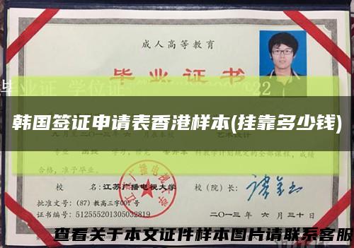 韩国签证申请表香港样本(挂靠多少钱)缩略图
