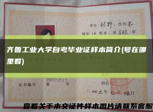 齐鲁工业大学自考毕业证样本简介(号在哪里看)缩略图