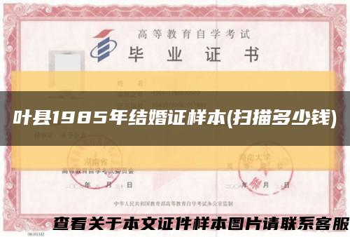 叶县1985年结婚证样本(扫描多少钱)缩略图