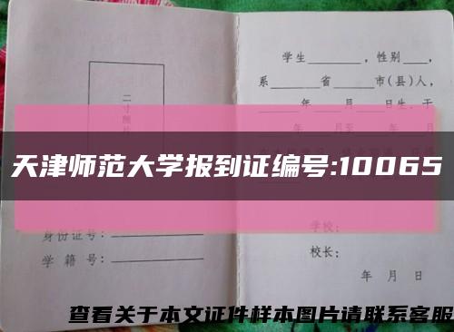 天津师范大学报到证编号:10065缩略图