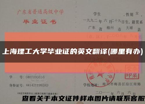上海理工大学毕业证的英文翻译(哪里有办)缩略图