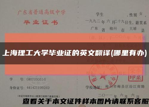 上海理工大学毕业证的英文翻译(哪里有办)缩略图