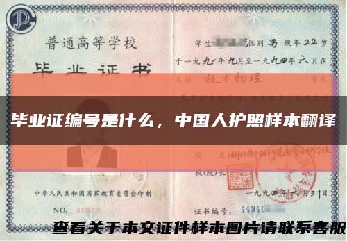 毕业证编号是什么，中国人护照样本翻译缩略图