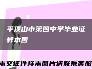 平顶山市第四中学毕业证样本图缩略图