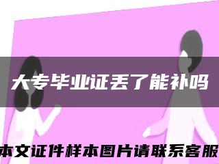 大专毕业证丢了能补吗缩略图