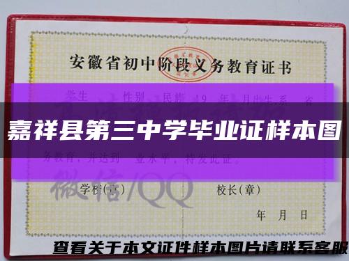 嘉祥县第三中学毕业证样本图缩略图