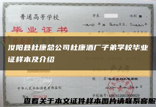 汝阳县杜康总公司杜康酒厂子弟学校毕业证样本及介绍缩略图