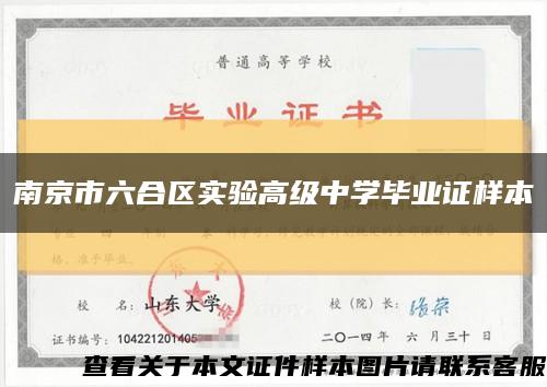 南京市六合区实验高级中学毕业证样本缩略图