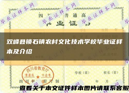 双峰县锁石镇农村文化技术学校毕业证样本及介绍缩略图