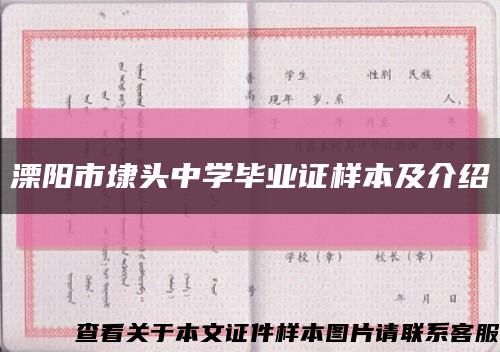 溧阳市埭头中学毕业证样本及介绍缩略图