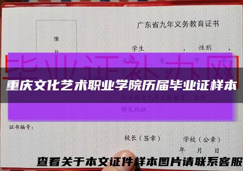 重庆文化艺术职业学院历届毕业证样本缩略图