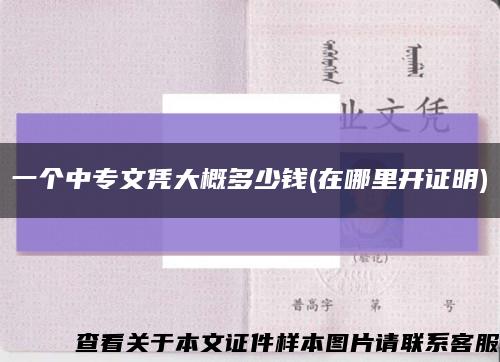 一个中专文凭大概多少钱(在哪里开证明)缩略图