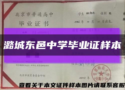 潞城东邑中学毕业证样本缩略图