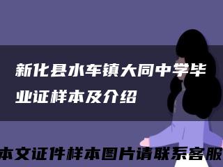 新化县水车镇大同中学毕业证样本及介绍缩略图