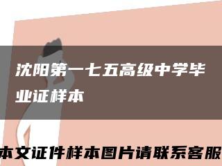沈阳第一七五高级中学毕业证样本缩略图