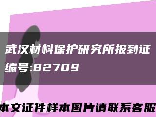 武汉材料保护研究所报到证编号:82709缩略图